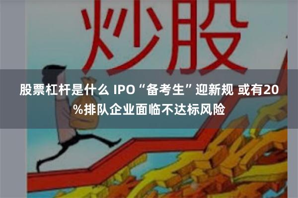 股票杠杆是什么 IPO“备考生”迎新规 或有20%排队企业面临不达标风险