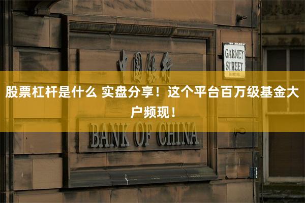 股票杠杆是什么 实盘分享！这个平台百万级基金大户频现！